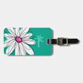 Trendy Floral Daisy Illustration - Rosa und Grün Gepäckanhänger (Vorderseite horizontal)