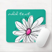 Trendy Floral Daisy Illustration - Rosa und Grün Mousepad (Mit Mouse)