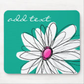 Trendy Floral Daisy Illustration - Rosa und Grün Mousepad (Vorne)