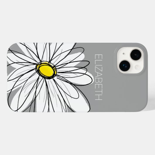 Trendy Floral Daisy mit graugelbem individuelle Na Case-Mate iPhone Hülle (Rückseite (Horizontal))