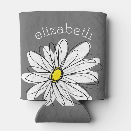 Trendy Floral Daisy mit graugelbem individuelle Na Dosenkühler (Rückseite)