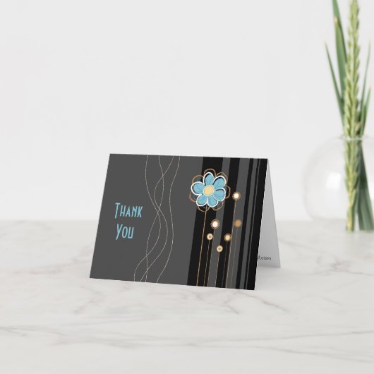 Trendy Floral Danky Card Dankeskarte (Vorderseite)