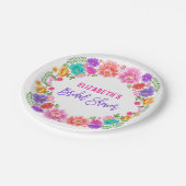 Trendy Floral Fiesta mexikanisches Brautparty Pappteller (Schrägansicht)