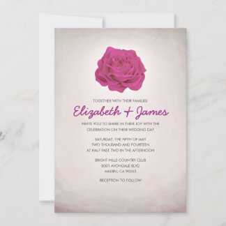 Trendy Floral Fuchsia Wedding Einladungen