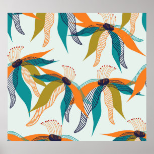 Trendy Floral: Handgezeichnete Skandinavier. Poster