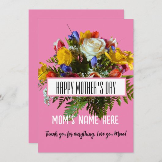 TRENDY FLORAL HAPPY MUTTER'S DAY EINLADUNG (Vorne/Hinten)