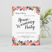 Trendy Floral Housewarming Party Einladung (Stehend Vorderseite)