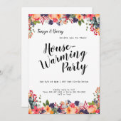 Trendy Floral Housewarming Party Einladung (Vorne/Hinten)