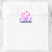 Trendy floral modern danke quadratischer aufkleber (Tasche)