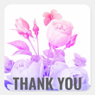 Trendy floral modern danke quadratischer aufkleber