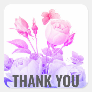 Trendy floral modern danke quadratischer aufkleber