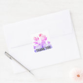 Trendy floral modern danke quadratischer aufkleber (Umschlag)