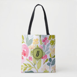 Trendy Floral Monogram Tasche