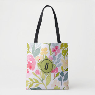 Trendy Floral Monogram Tasche