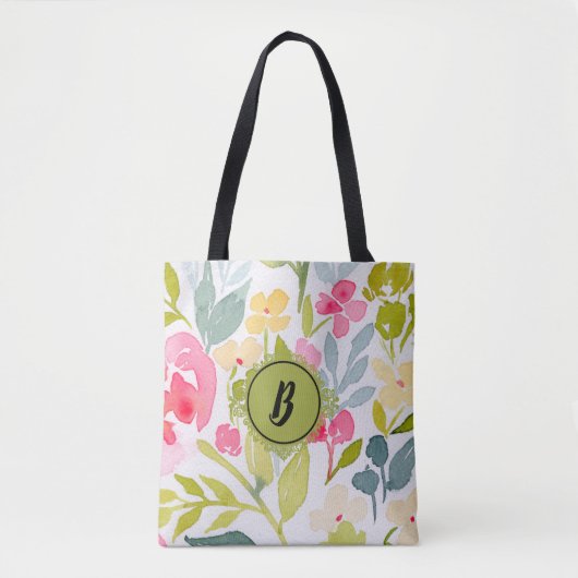 Trendy Floral Monogram Tasche (Vorderseite)