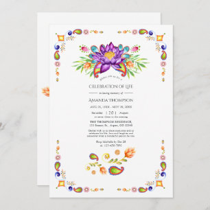 Trendy Floral Paisley Indian Celebration of Life Einladung