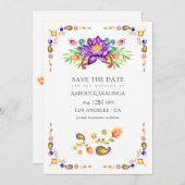 Trendy Floral Paisley Indian Wedding Save The Date (Vorne/Hinten)