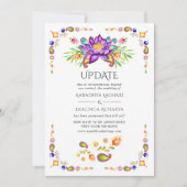 Trendy Floral Paisley Indian Wedding Update Einladung (Vorderseite)