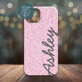 Trendy Floral Pattern mit Namen - rosa und grau Case-Mate iPhone Hülle