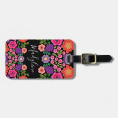 Trendy Floral Pattern Monogram - Kann Farbe ändern Gepäckanhänger (Vorderseite horizontal)