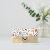 Trendy Floral Pattern | Monogramm Visitenkarte (Stehend Vorderseite)