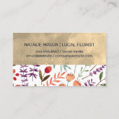 Trendy Floral Pattern | Monogramm Visitenkarte (Rückseite)