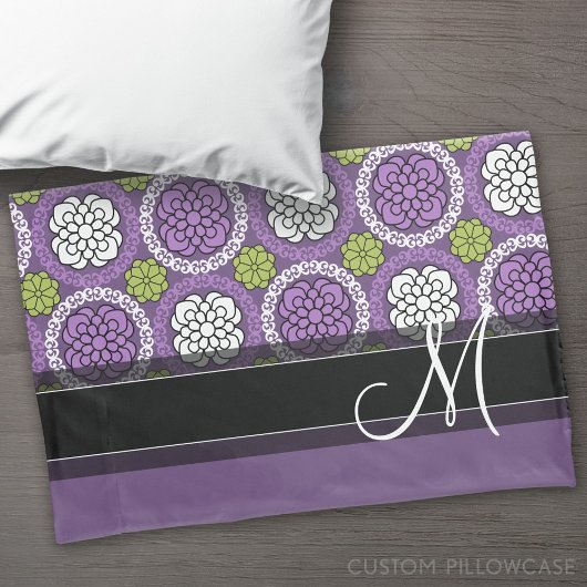 Trendy Floral Pattern - Orchid und Lime Green Kissenbezug