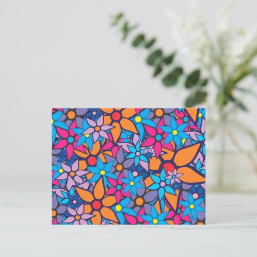 Trendy Floral Pattern Postkarte (Stehend Vorderseite)