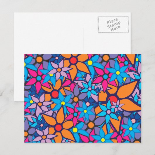 Trendy Floral Pattern Postkarte (Vorne/Hinten)