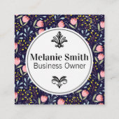 Trendy Floral Pattern Quadratische Visitenkarte (Rückseite)