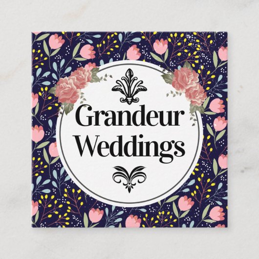 Trendy Floral Pattern Quadratische Visitenkarte (Vorderseite)