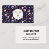 Trendy Floral Pattern | Salonschere Visitenkarte (Vorne/Hinten)