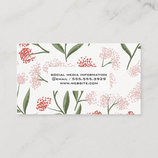 Trendy Floral Pattern Visitenkarte (Rückseite)
