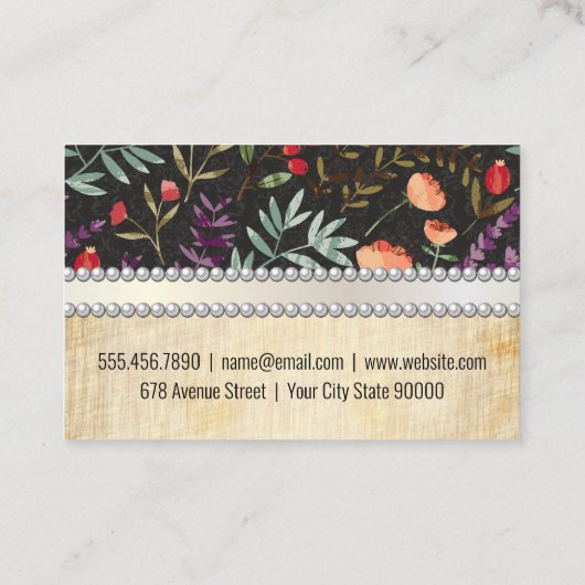 Trendy Floral Pattern Visitenkarte (Rückseite)