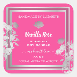 Trendy Floral Pink Produktverpackungen Etiketten S Quadratischer Aufkleber