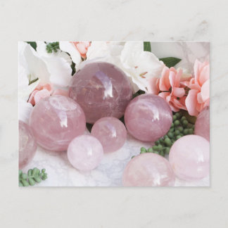 Trendy Floral Pink Rose Quarz Crystone Postkarte