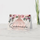 Trendy Floral Quinceañera Birthday Karte (Vorderseite)