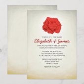 Trendy Floral Red and Gold Wedding Einladungen (Vorne/Hinten)