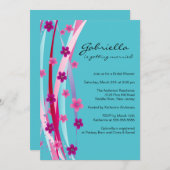 Trendy Floral Ribbons Brautparty Einladung (Vorne/Hinten)