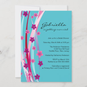 Trendy Floral Ribbons Brautparty Einladung