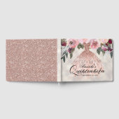 Trendy Floral Rose Gold Gown Quinceañera Gästebuch (Voll)
