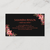 Trendy Floral Rose Gold Lippen Makeup Künstler Visitenkarte (Rückseite)