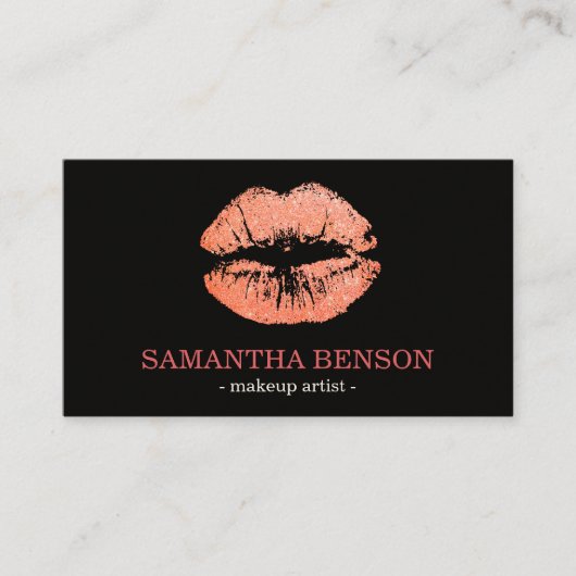 Trendy Floral Rose Gold Lips Visitenkarte (Vorderseite)