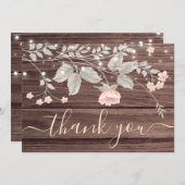 trendy Floral Rustic String Lichter danke Einladung (Vorne/Hinten)