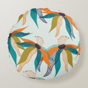 Trendy floral seamless pattern hand drawn colorful rundes kissen