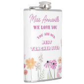 Trendy Floral Teacher Bester Lehrer je Flask Flachmann (Rechts)