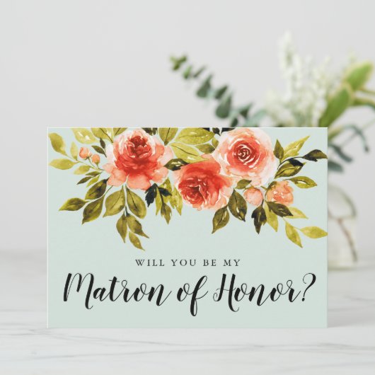 Trendy Floral werden Sie meine Ehrenkarte sein (Stehend Vorderseite)