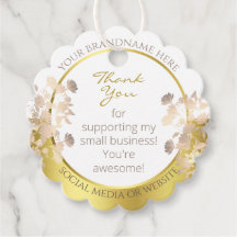 Trendy Floral White und Gold farbig Vielen Dank