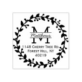 Trendy Floral Wreath Custom Monogram Gummistempel (Prägung)