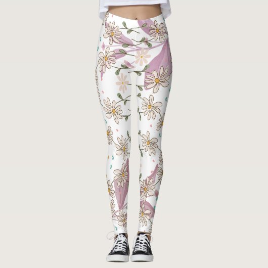 Trendy Flowers Design Leggings (Vorderseite)